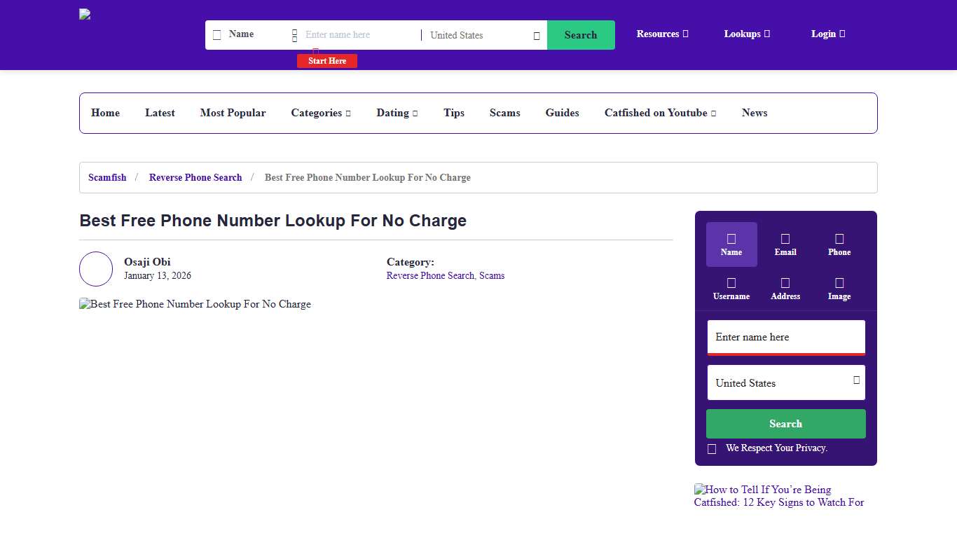 Best Free Phone Number Lookup For No Charge | Social Catfish